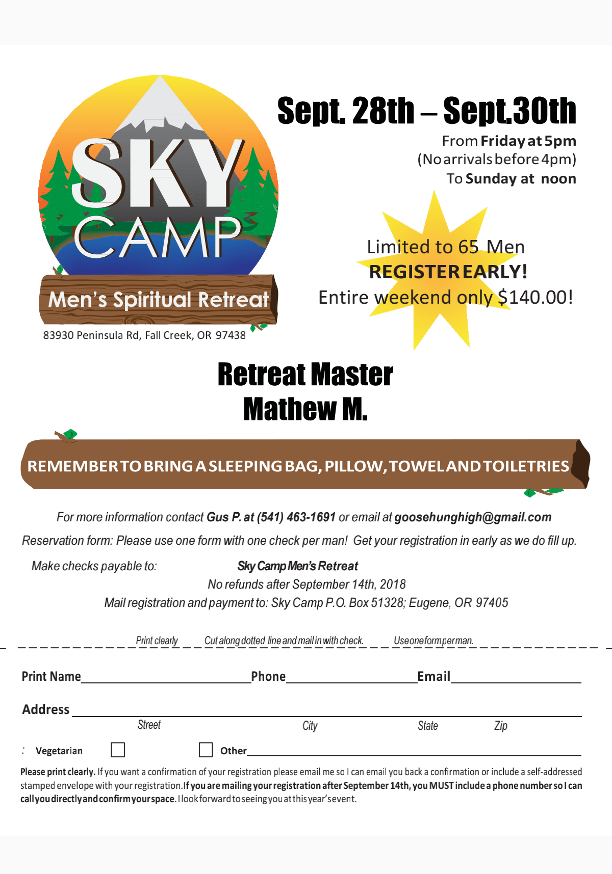 Sky Camp Mens Retreat Central Oregon Intergroup of AA