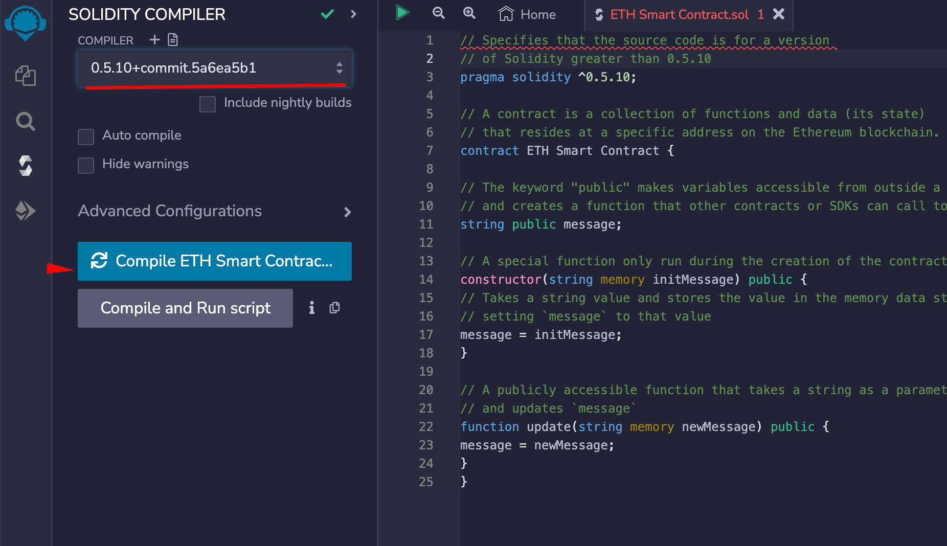 Step 3: Compile Smart Contract