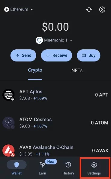 Step 1. Launch the Trust Wallet App or Browser Extension and Access Settings