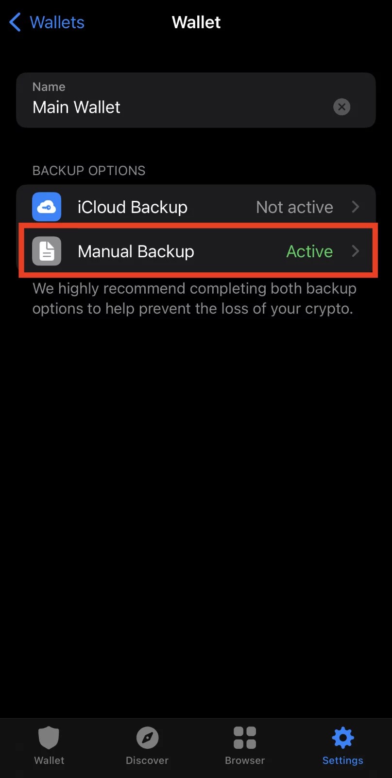 Step 4. Opt for Manual Backup