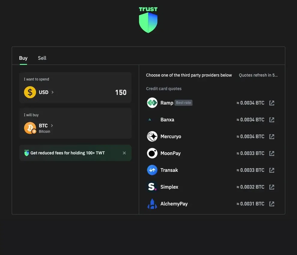 Step 2: Select the fiat currency you want to use and Bitcoin. Then, choose the best deal and confirm the transaction