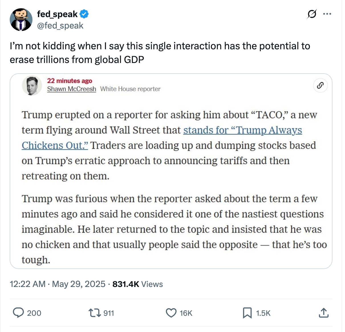 TACO could lead to trillions in losses