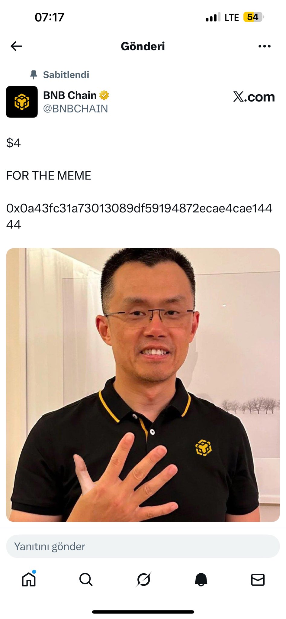 BNB Chain hacked Account Promoting Meme Coin