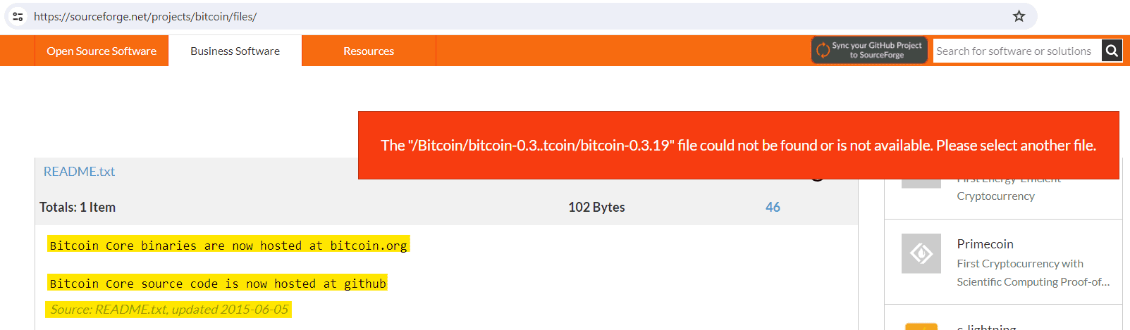 Sourceforge screenshot