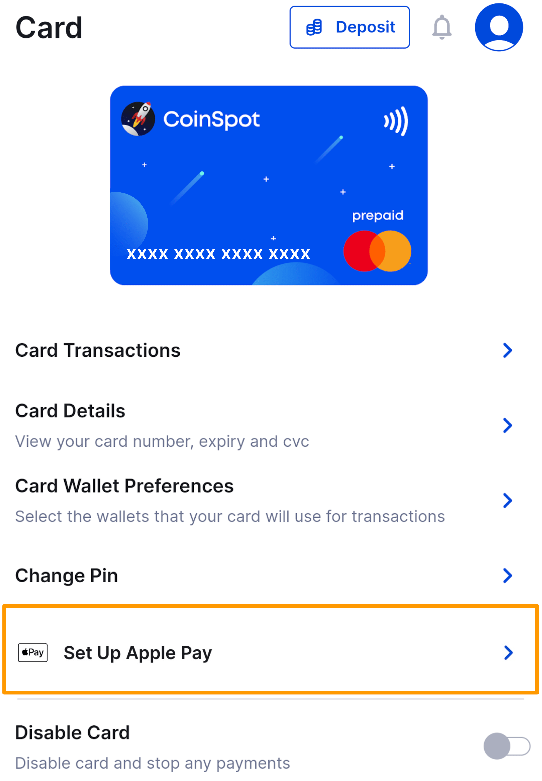 CoinSpot Mastercard How to add your CoinSpot Mastercard to Apple Pay