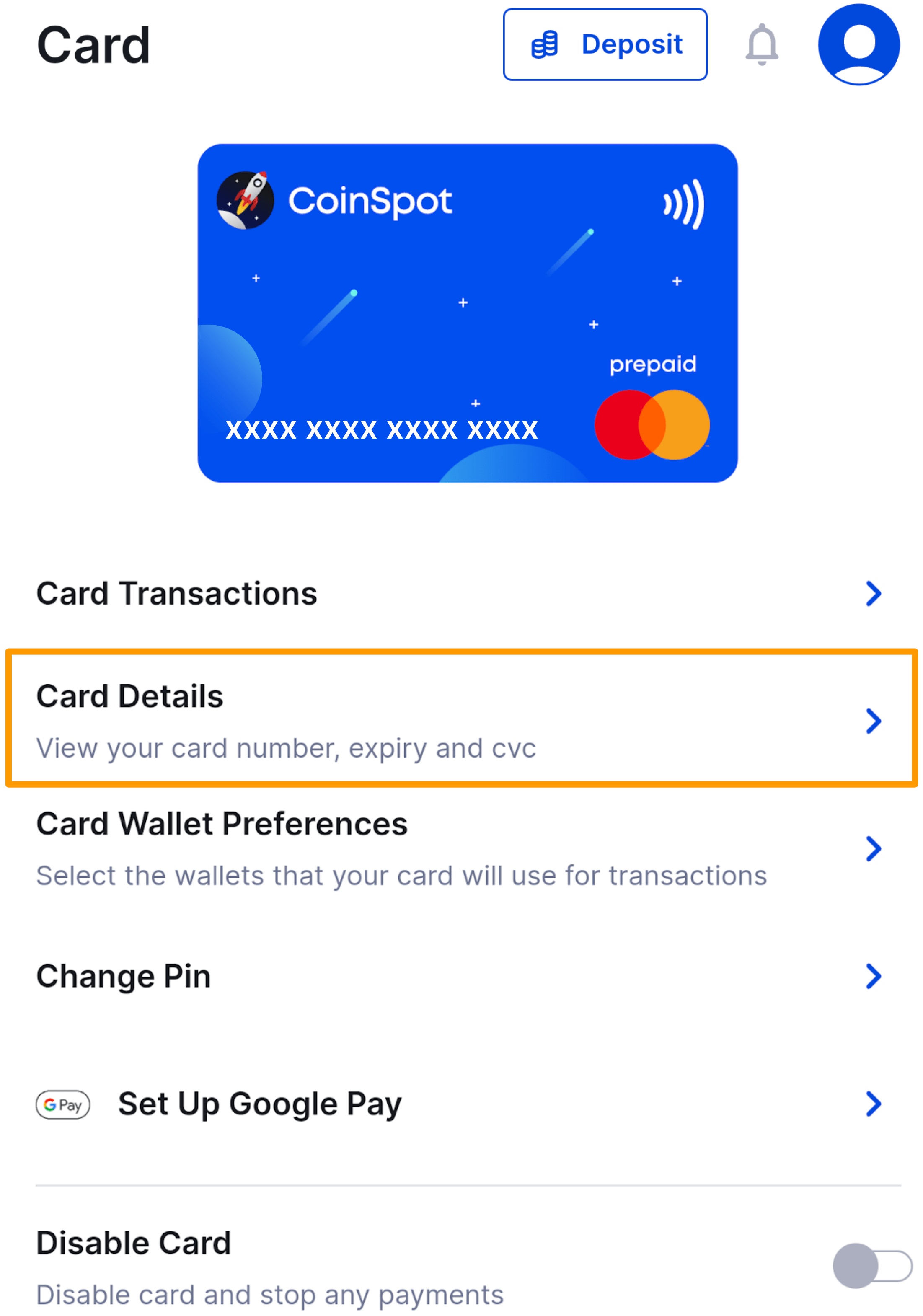 CoinSpot Mastercard How do I see my card details? CoinSpot