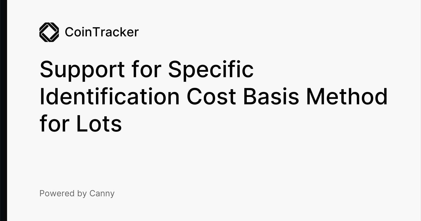Add support for specific identification cost basis method Feature