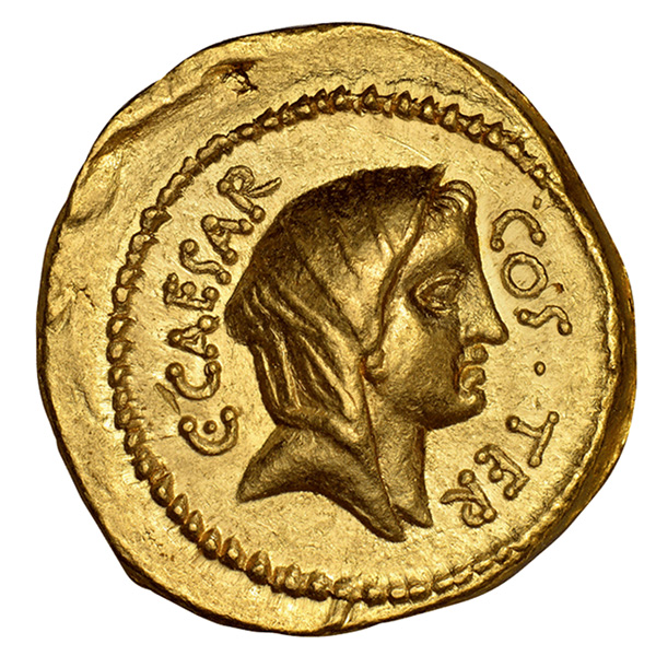 Ancient Coin Profiles Roman Gold Aureus of Julius Caesar