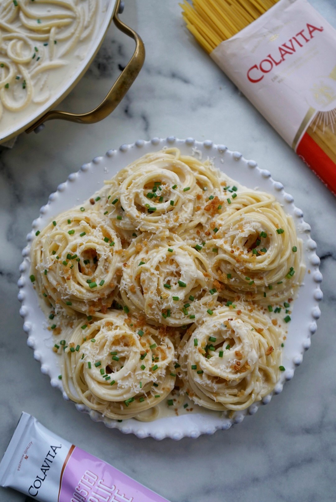 Creamy Roasted Garlic Miso Pasta Nests by thepastatable Colavita Recipes