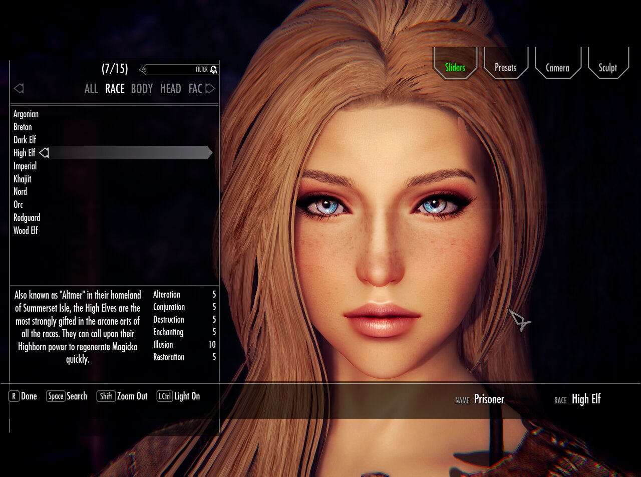 High elf preset mid final Пресет высокой эльфийки моды для Skyrim ColdHarbour.ru