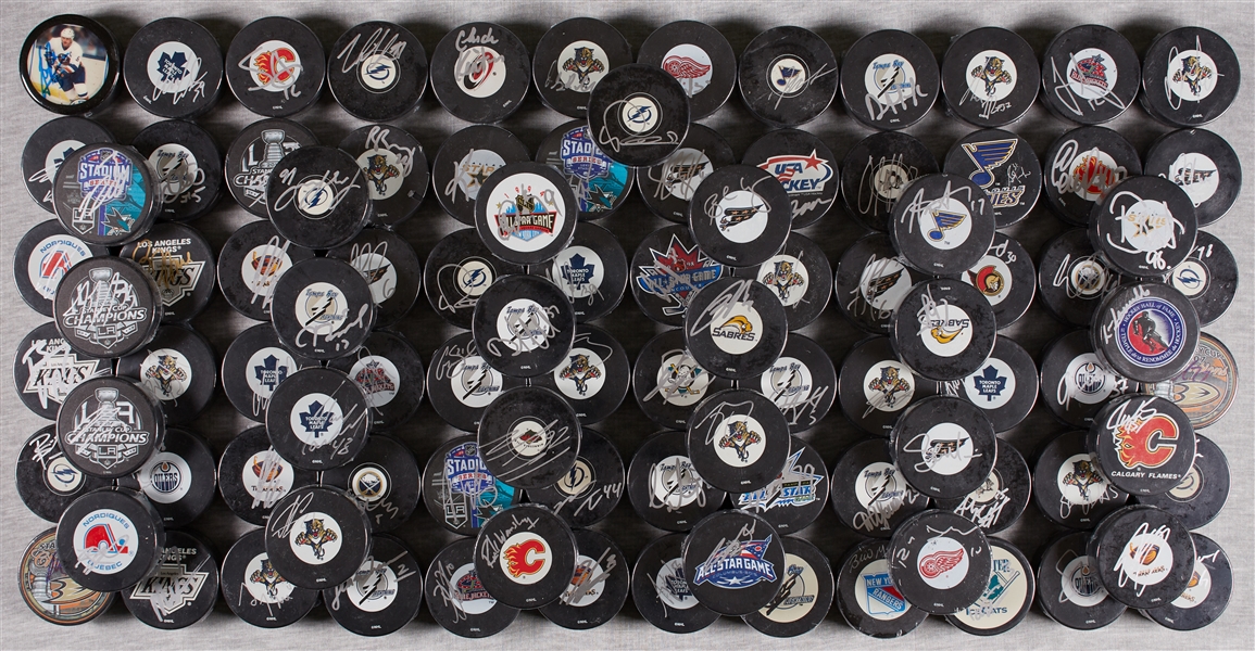 Lot Detail Signed NHL Hockey Puck Collection (100)