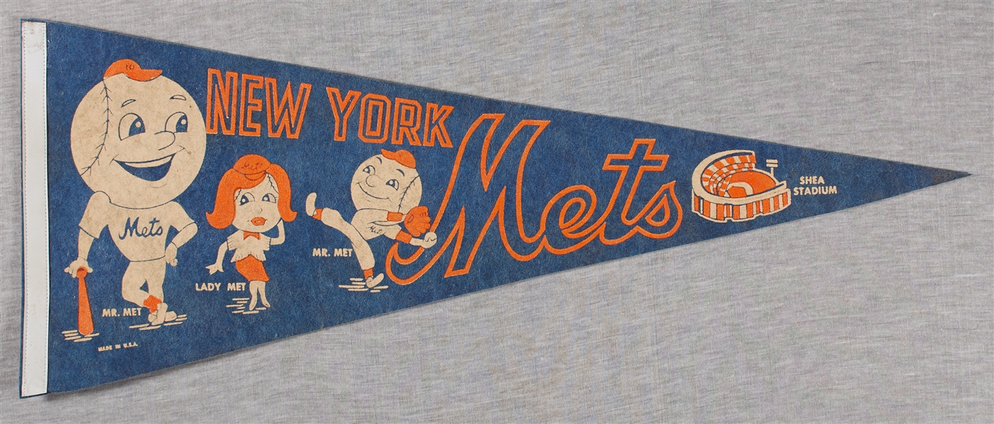 Lot Detail Circa1964 New York Mets Pennant with Mr. & Lady Met
