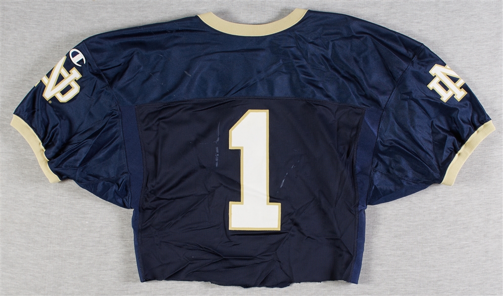 Lot Detail Derrick Mayes GameUsed 1996 Notre Dame Jersey with Orange