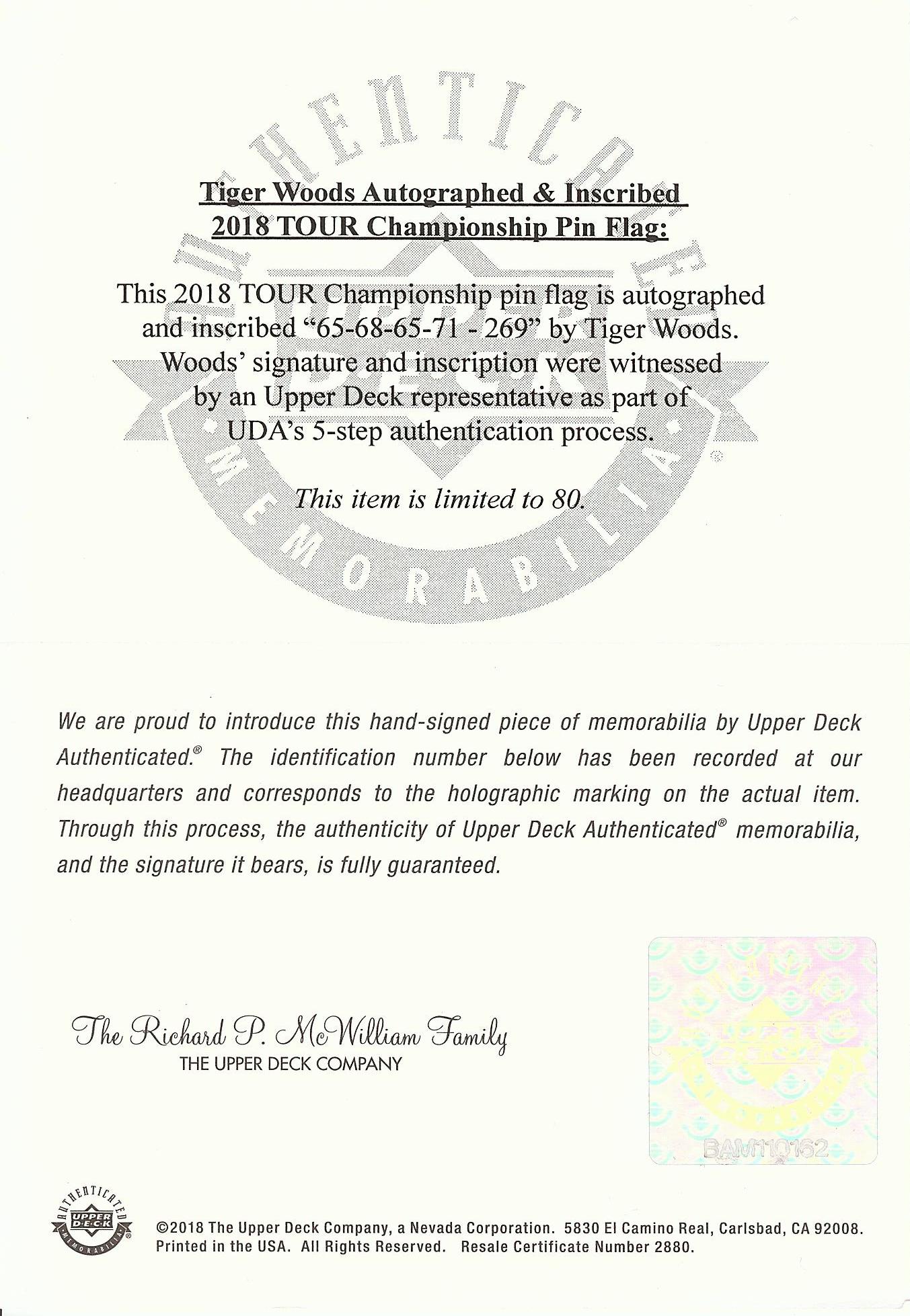 Lot Detail Tiger Woods Signed 2018 Tour Championship Flag Inscribed