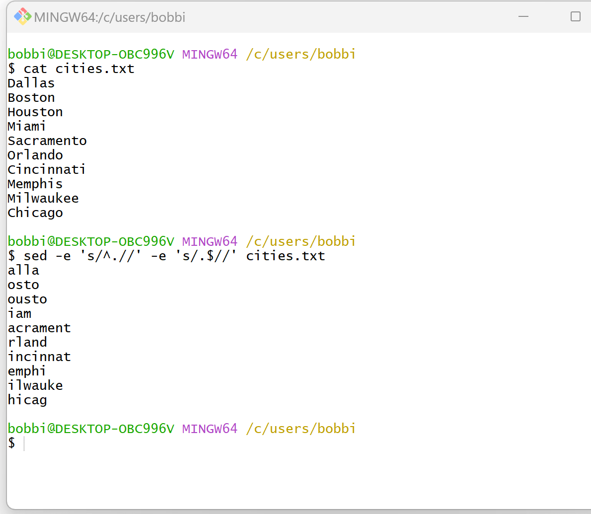 Bash: How to Remove First and Last Characters from String 