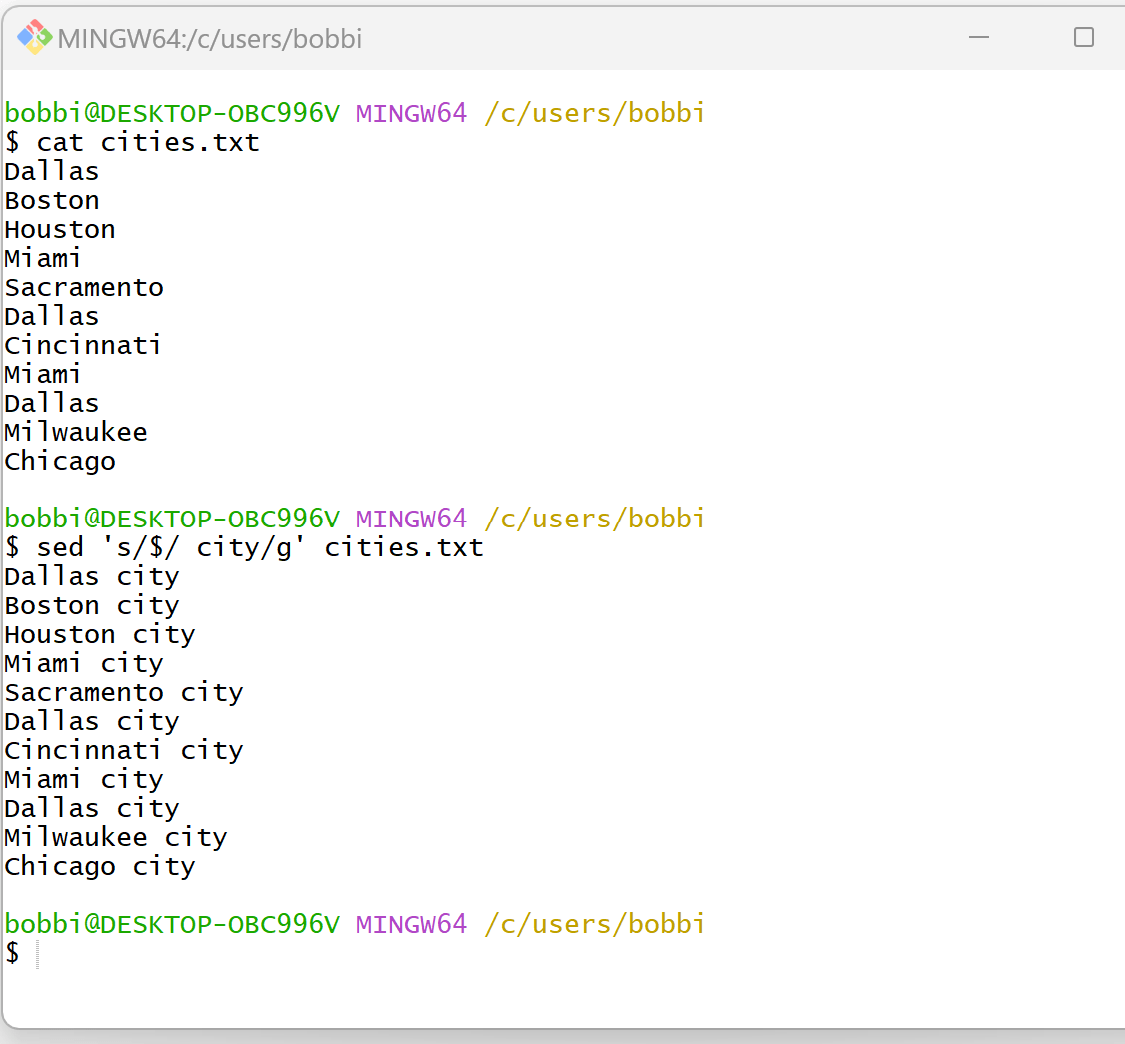 Bash How to Add Suffix to Each Line in File Collecting Wisdom