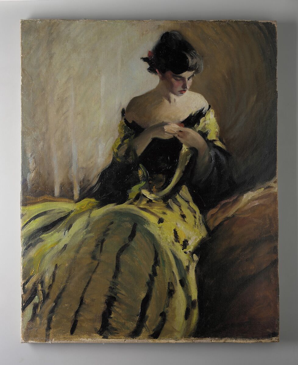 Attributed to John White Alexander Study in Black and Green (Oil