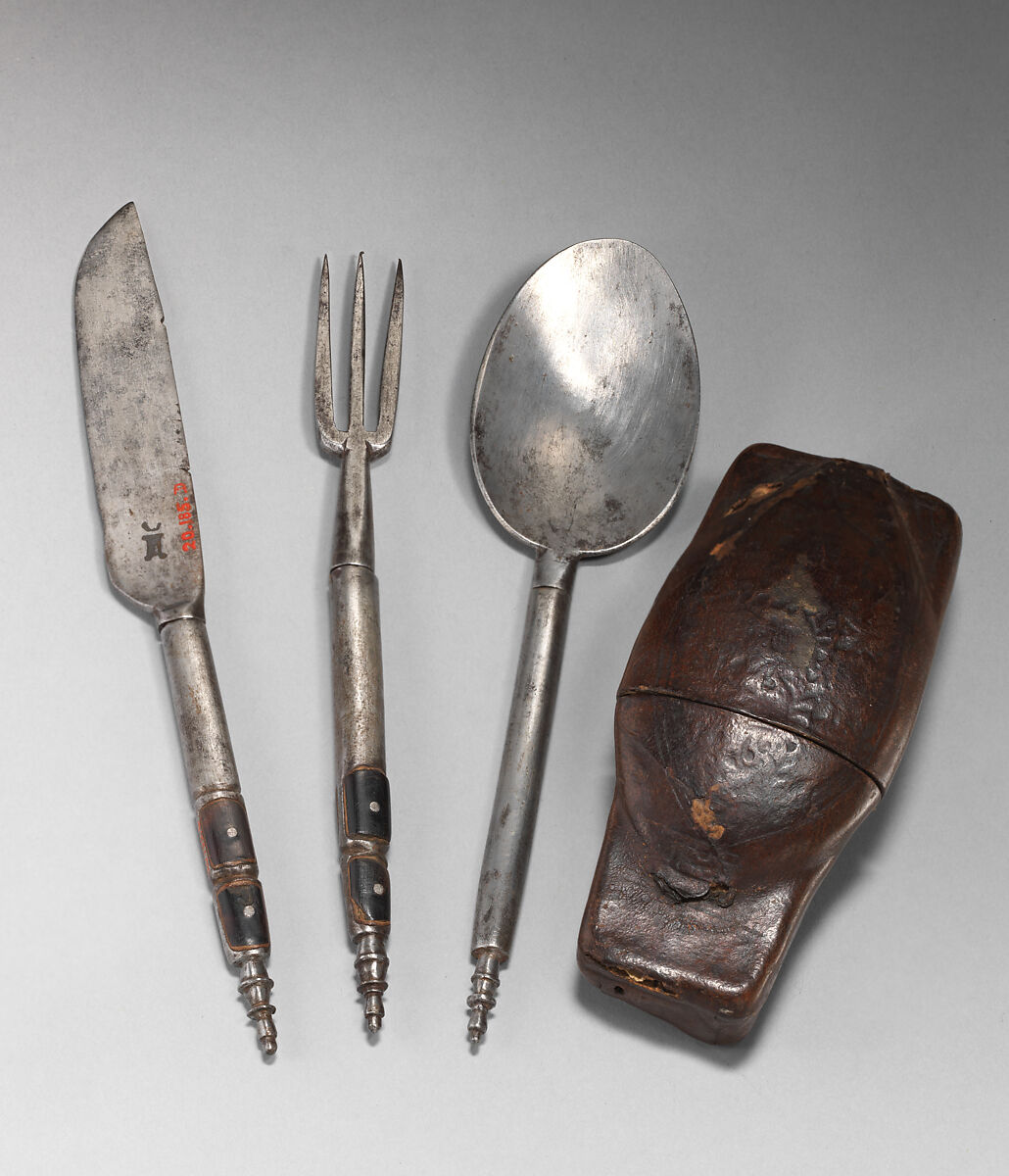 Knife, fork, and spoon in traveling case Spanish The Metropolitan Museum of Art