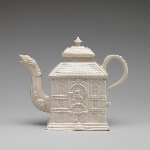 Teapot in the form of a house British, Staffordshire The