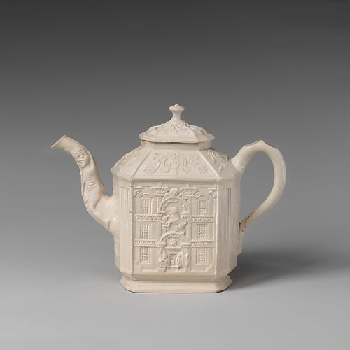 Teapot in the form of a house probably British, Staffordshire The