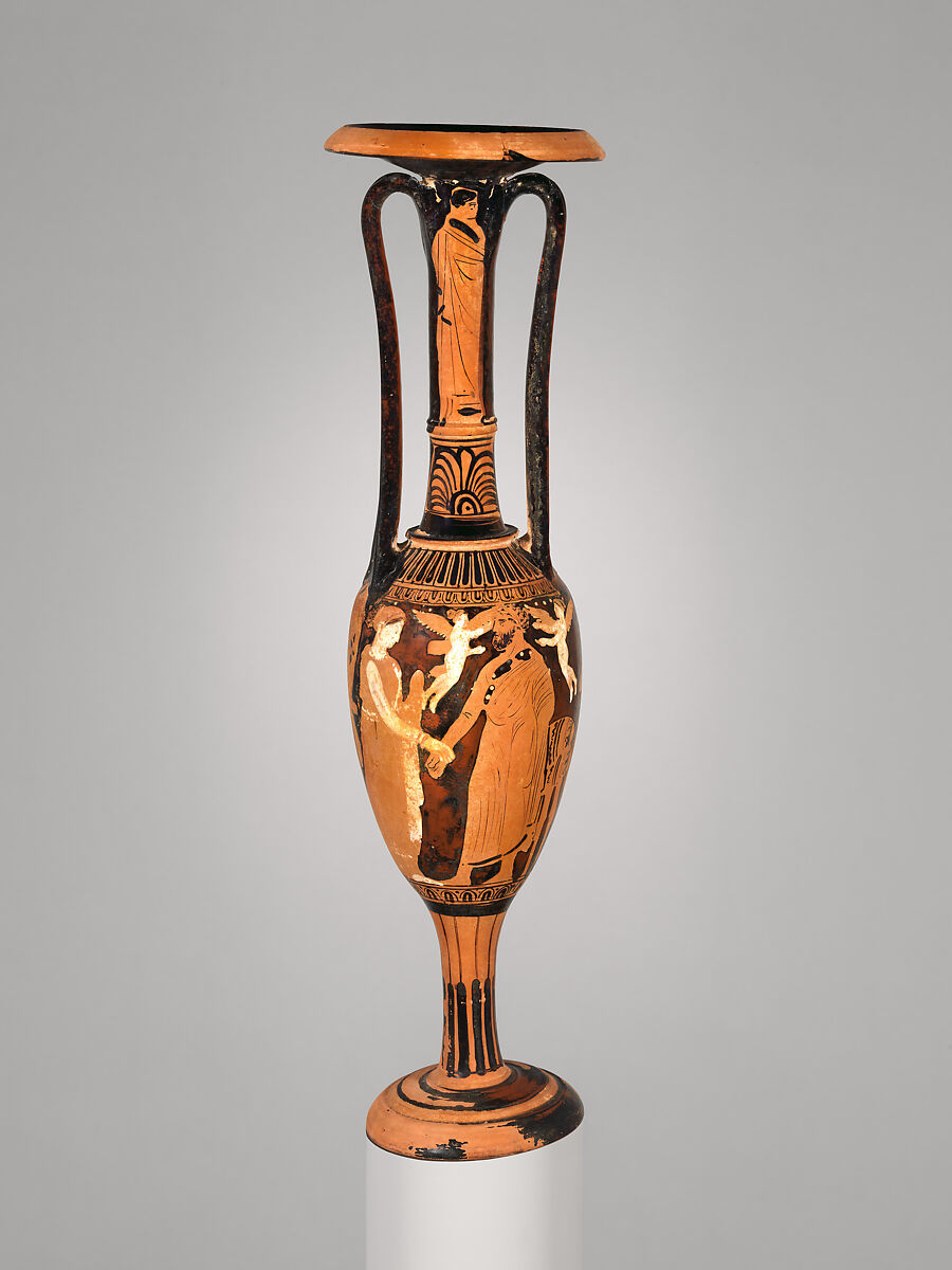 Terracotta loutrophoros (ceremonial vase for water) Greek, Attic