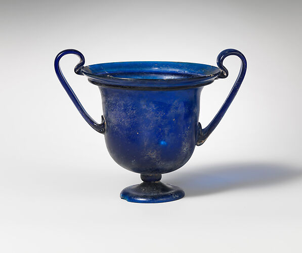 Glass cantharus (cup with two handles) Roman Early Imperial The