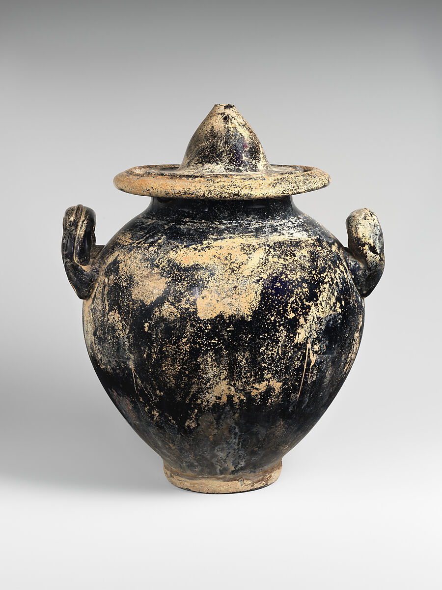 Glass cinerary urn with lid Roman Early Imperial The Metropolitan