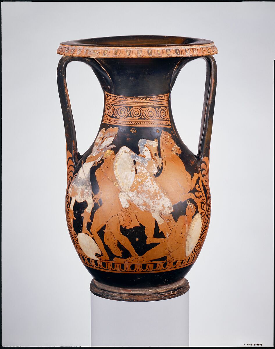 Attributed to the Amazon Painter Terracotta pelike (wine jar) Greek, Attic Classical The