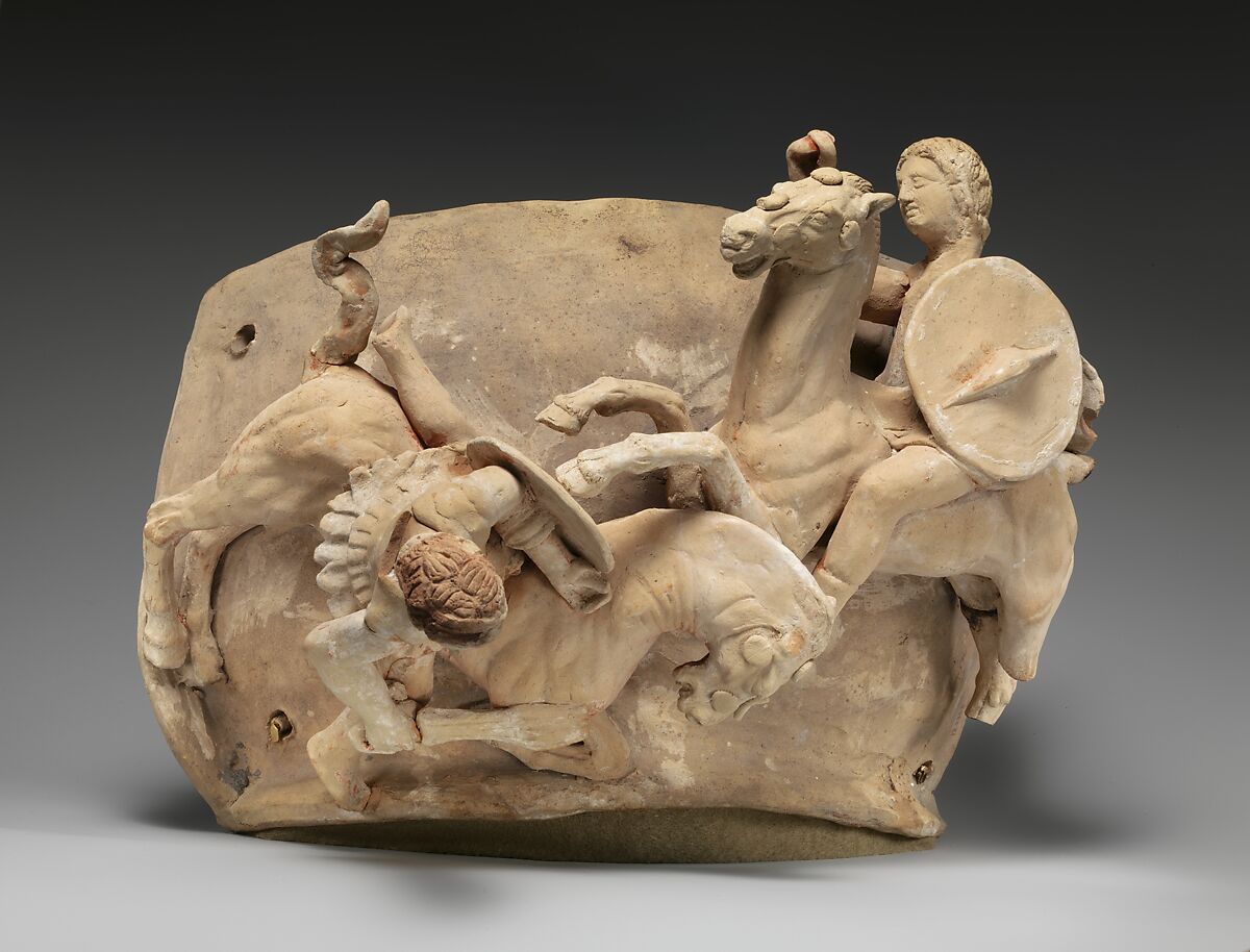 Terracotta relief probably from a funnel vase Greek, South Italian