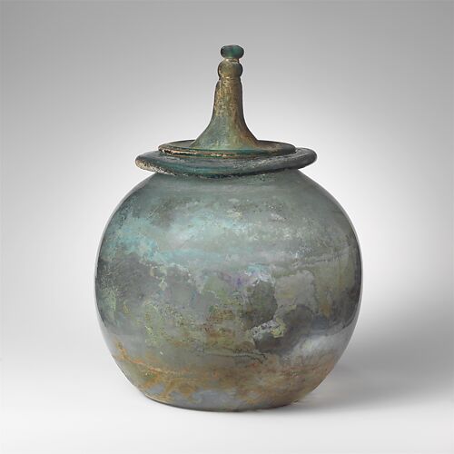 Glass cinerary urn with lid Roman Early Imperial The Metropolitan