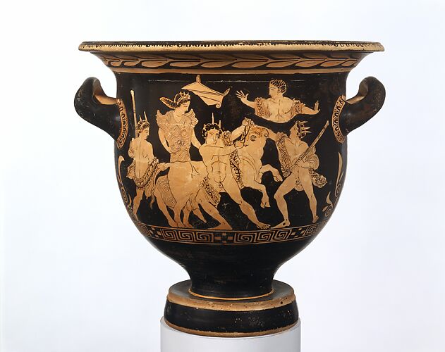 Terracotta bellkrater (bowl for mixing wine and water) Greek, Boeotian Classical The