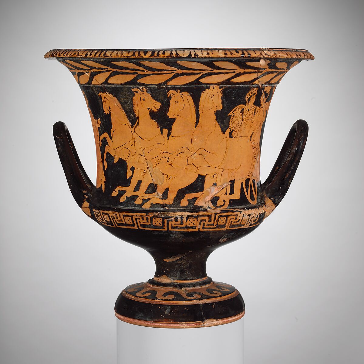 Terracotta calyxkrater (bowl for mixing wine and water) Greek, Boeotian Late Classical