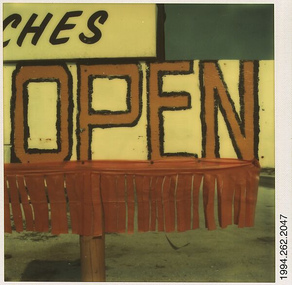 Walker Evans [Detail of Roadside Advertisement ("OPEN") for The Back