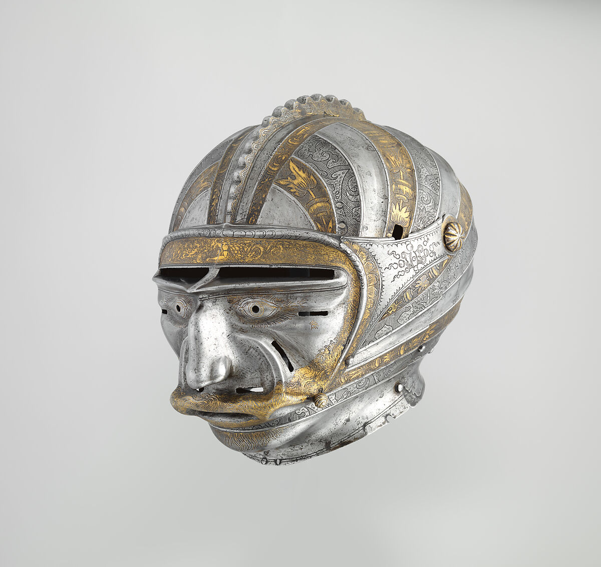 Attributed to Kolman Helmschmid Close Helmet with Mask Visor in Form of a Human Face German