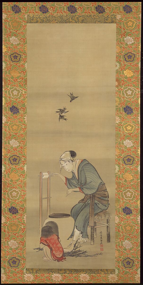 Katsushika Hokusai Woman Spinning Silk Japan Edo period (1615