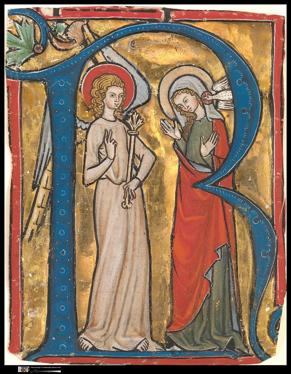Manuscript Illumination with the Annunciation in an Initial R, from a
