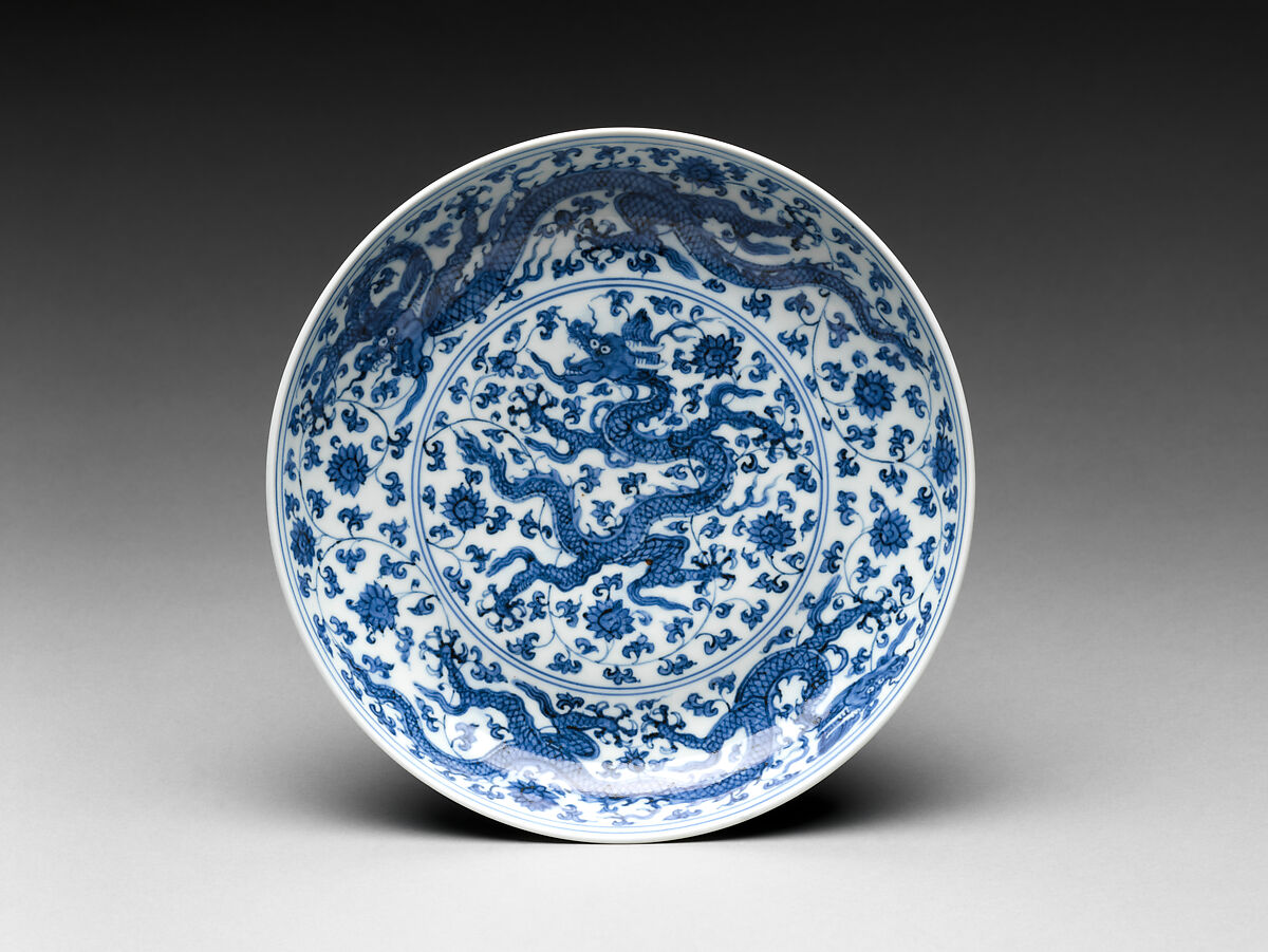 Dish with Dragons and Lotuses China Ming dynasty (13681644