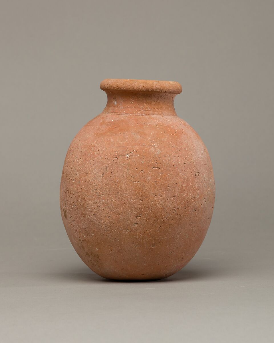 Globular necked jar of desert clay Predynastic Period The