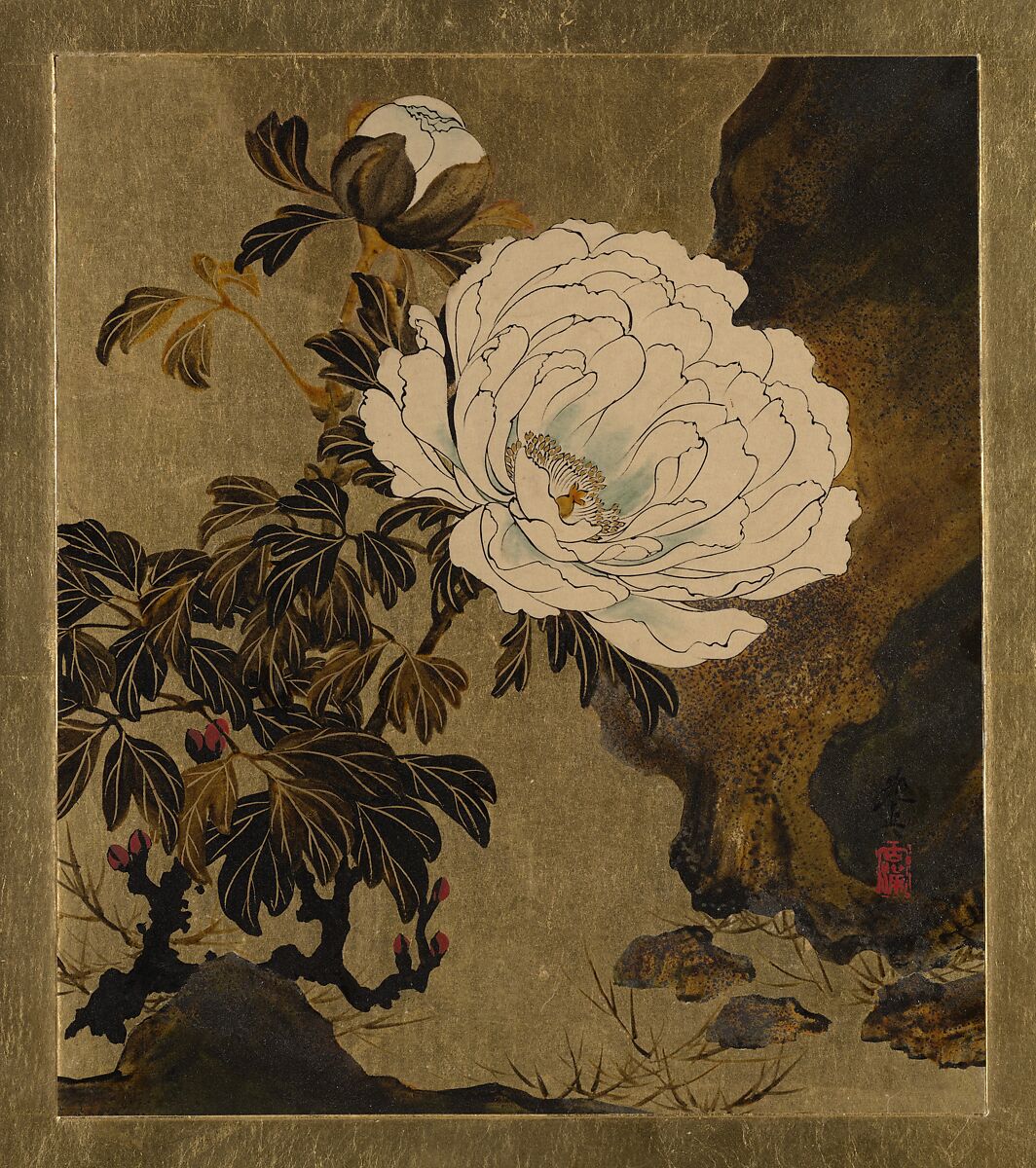 Shibata Zeshin Lacquer Paintings of Various Subjects Peonies Japan Meiji period (1868