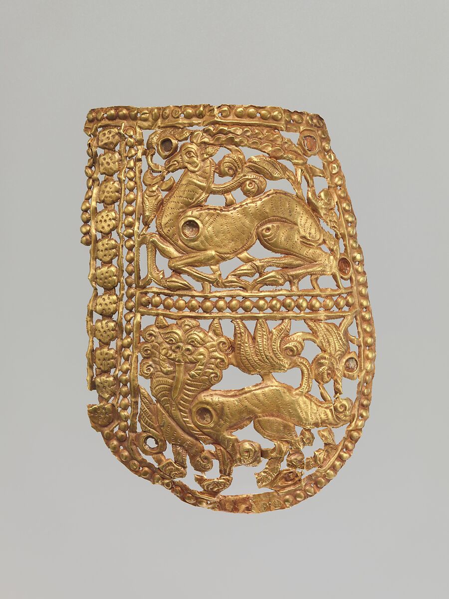 Clothing Plaque with Antelope and Tiger China (Xinjiang Autonomous