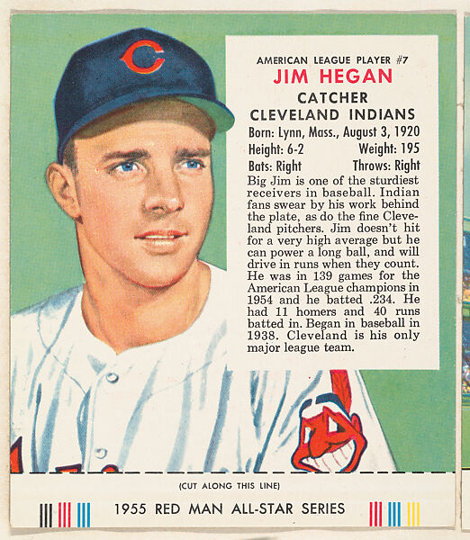 Issued by Red Man Chewing Tobacco Jim Hegan, from the Major League