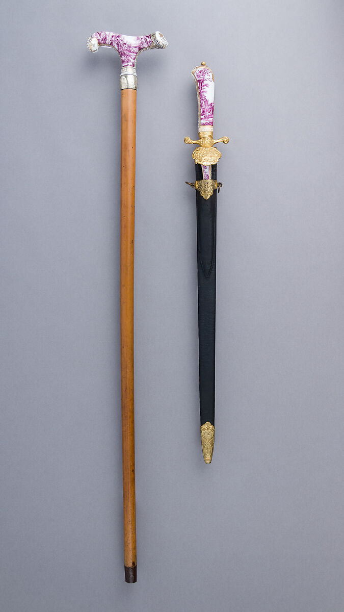 Walking Stick with Companion Hunting Sword, Knife, and Scabbard