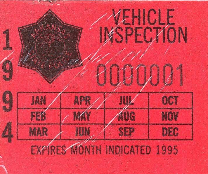 Sticker, Arkansas State Police Vehicle Inspection Works eMuseum