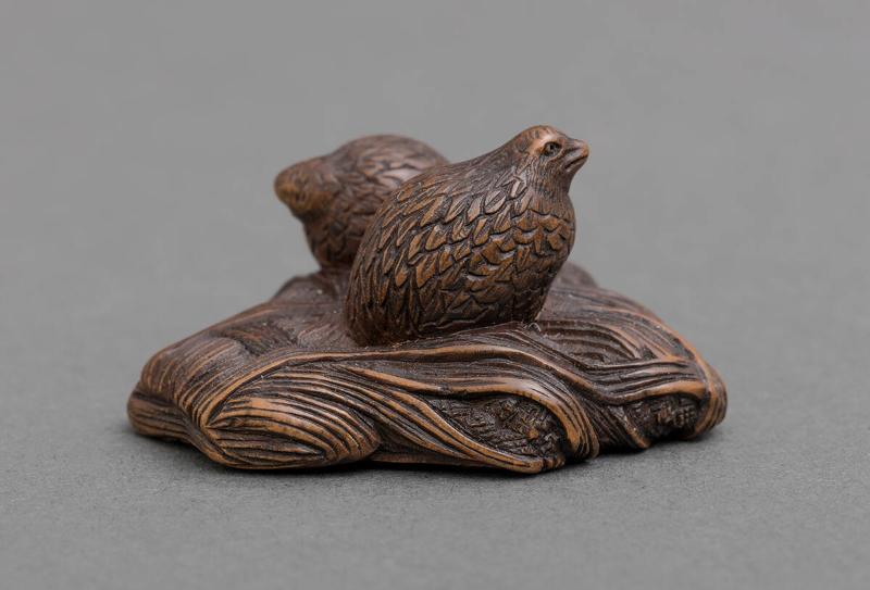 Netsuke Quail on Millet Works Collections at SBMA Santa Barbara