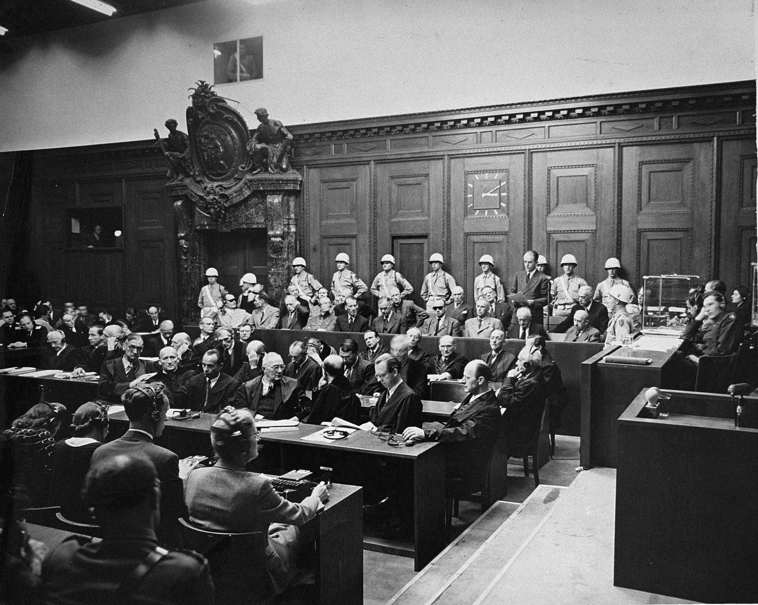 The defendants and their lawyers at the International Military Tribunal