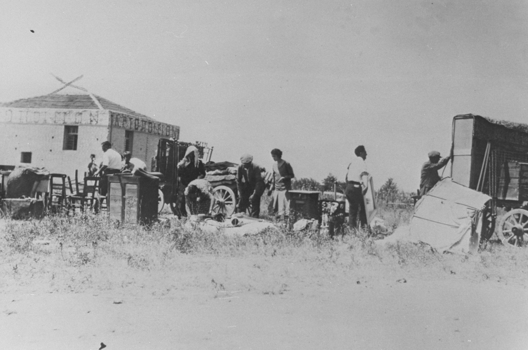 Jews evacuate Camp Campbell after the pogrom of June 29, 1931