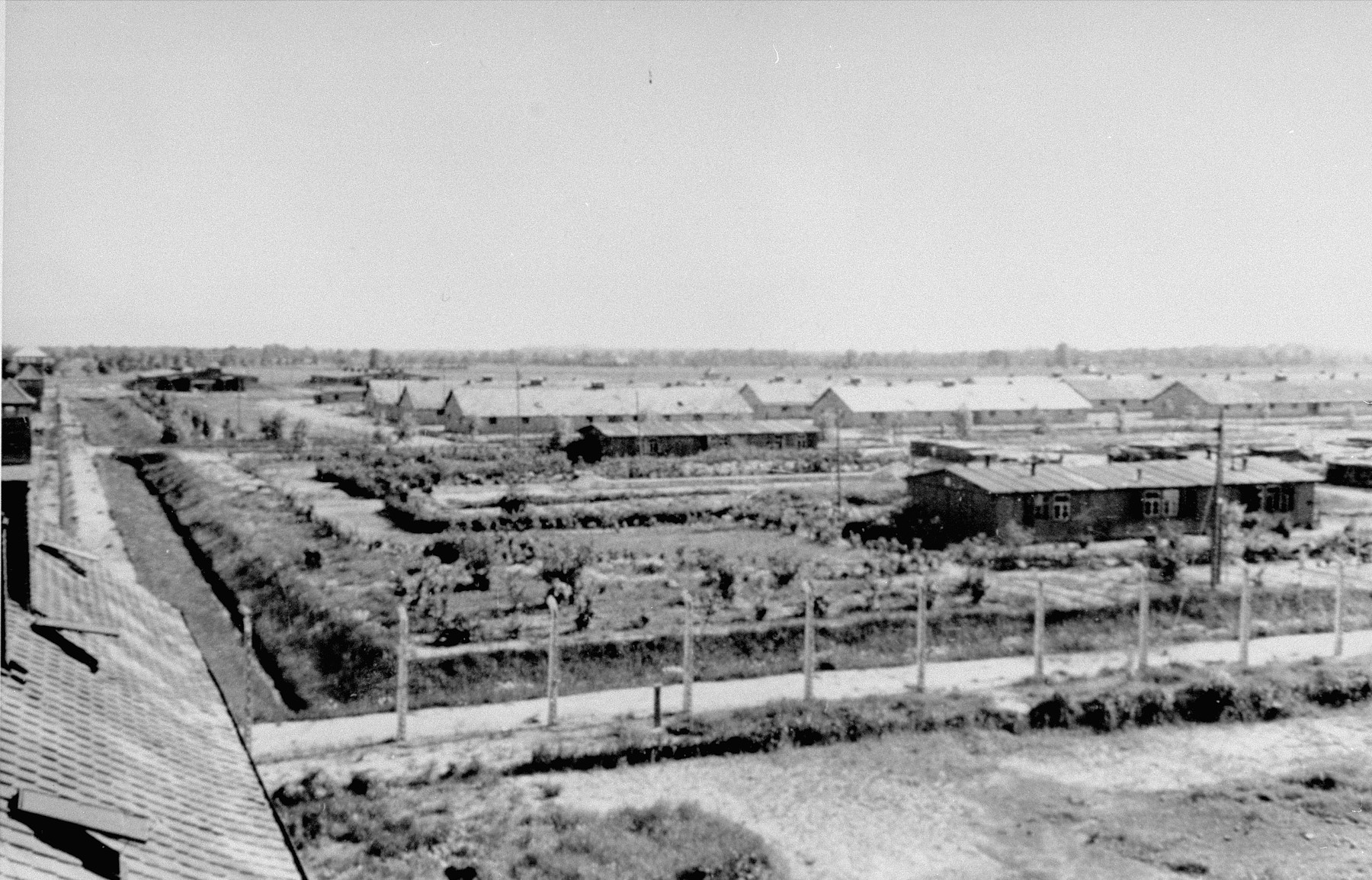 View of the Birkenau BIA section of the camp, from the main watch