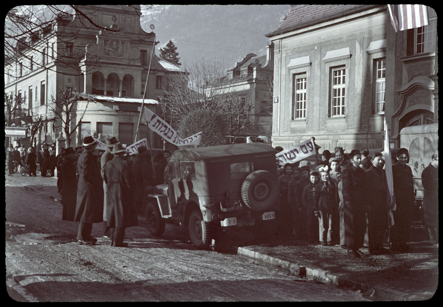 Young Jewish DPs demonstrate for immigration to Palestine during the