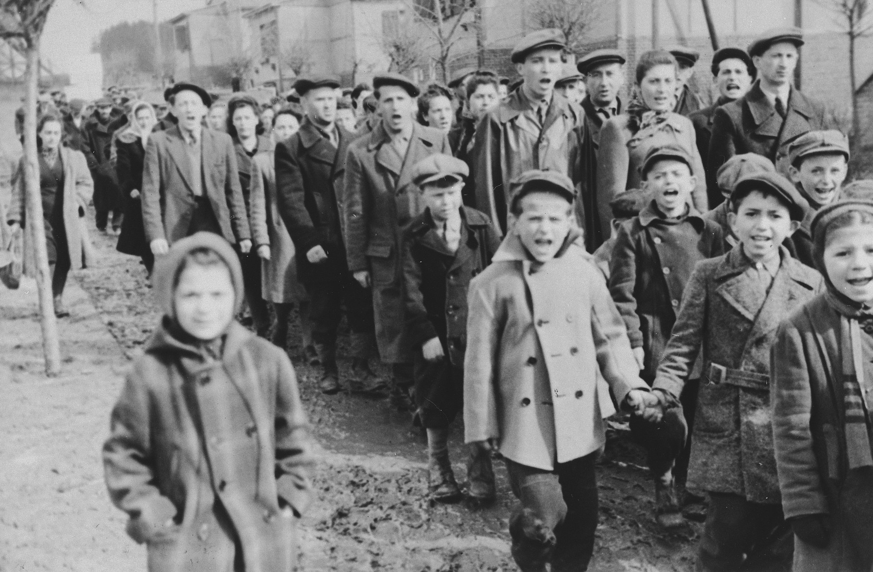 Jewish DPs in Ziegenhain march in a demonstration protesting British