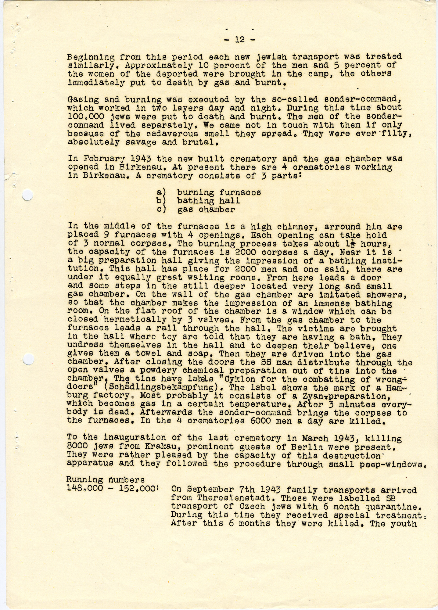 Abridged version of the Auschwitz Protocol sent .by Miklos Kraus in